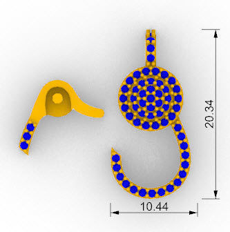 pave spring lock lobster clasp 3D print model_4