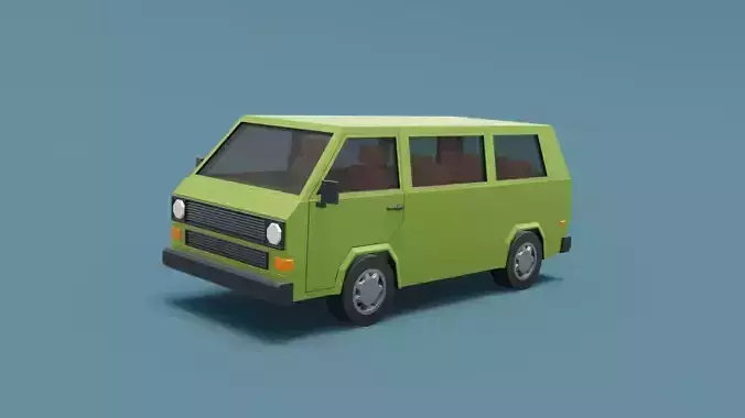 Stylized Cartoon Europe Van Game Asset
