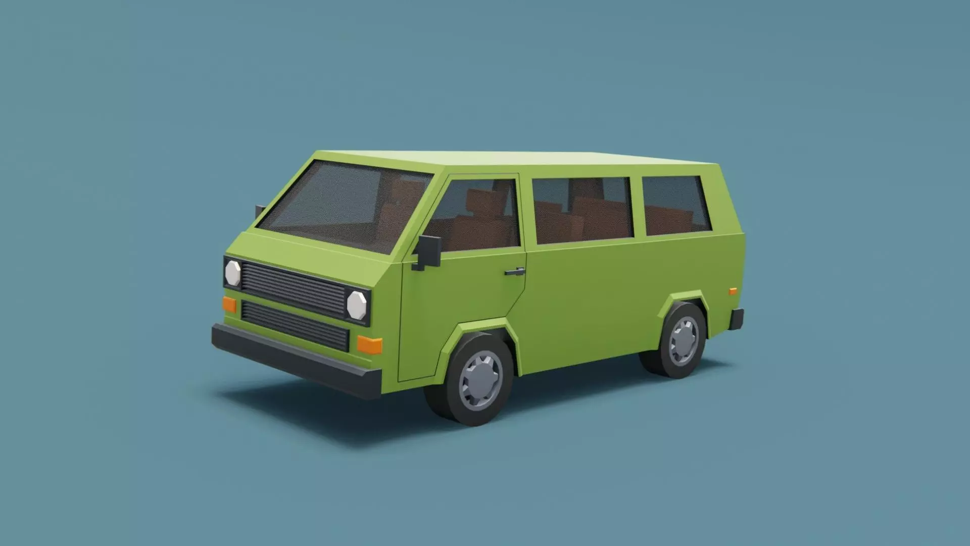 Stylized Cartoon Europe Van Game Asset Low-poly 3D model