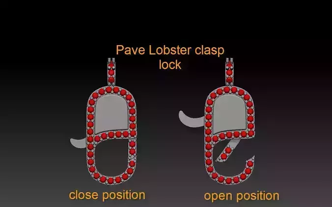 Diamond spring lobster clasp lock 3D print model