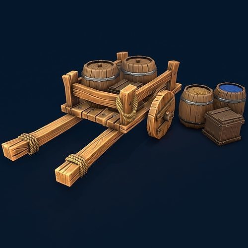 Stylized Cart Low-poly 3D model