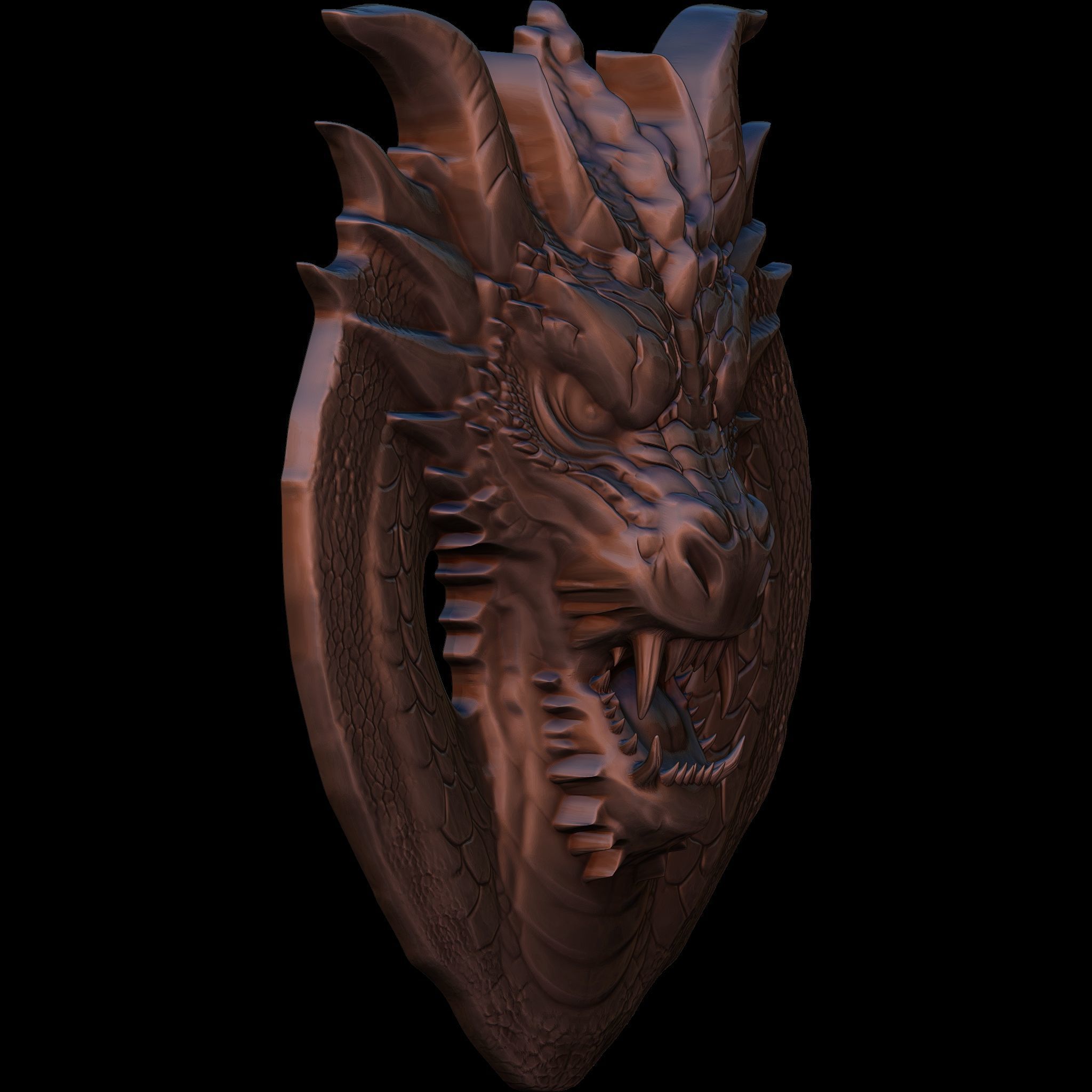 Dragon Head Relief No1 STL file for 3d Printing or CNC 3D print model_3