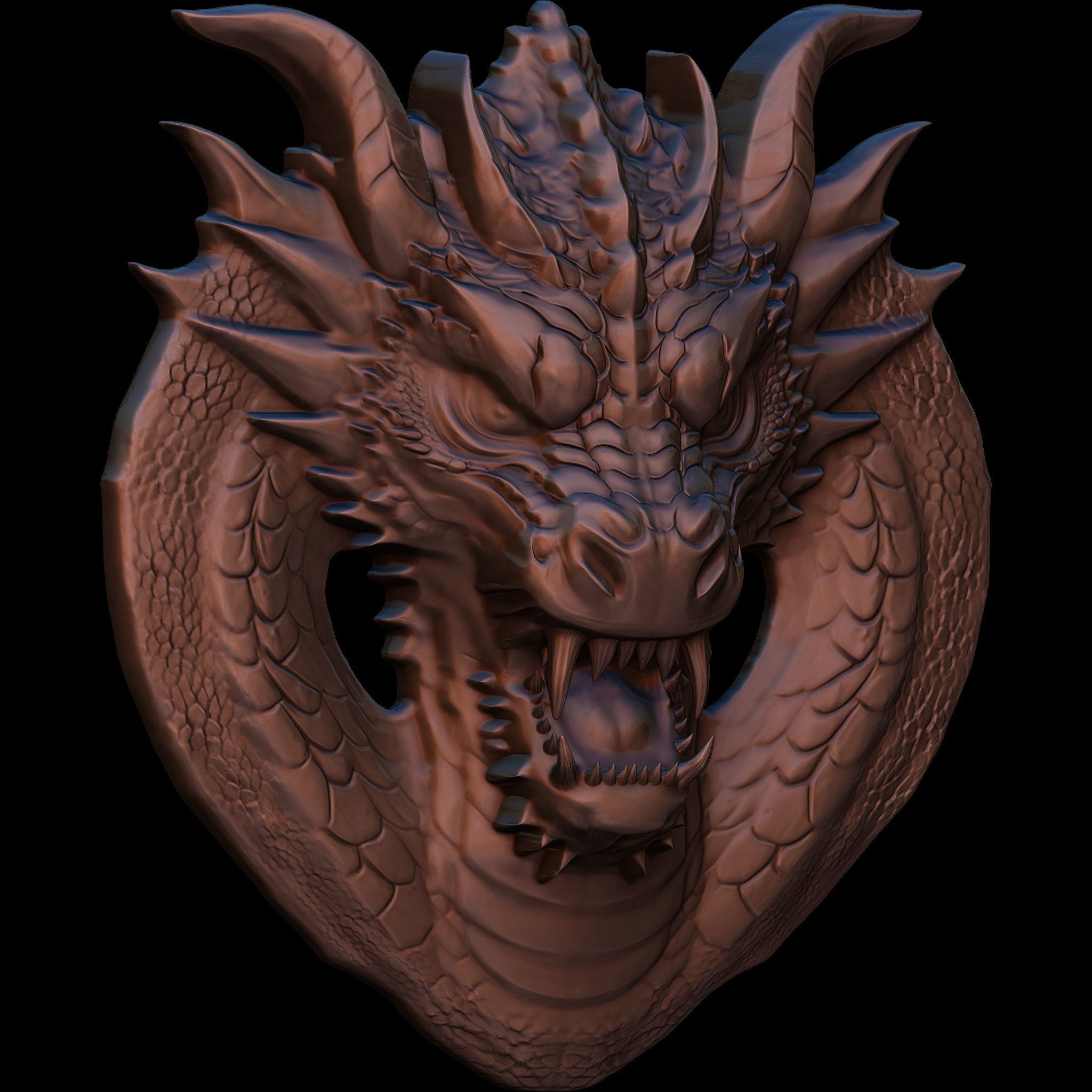 Dragon Head Relief No1 STL file for 3d Printing or CNC 3D print model_2