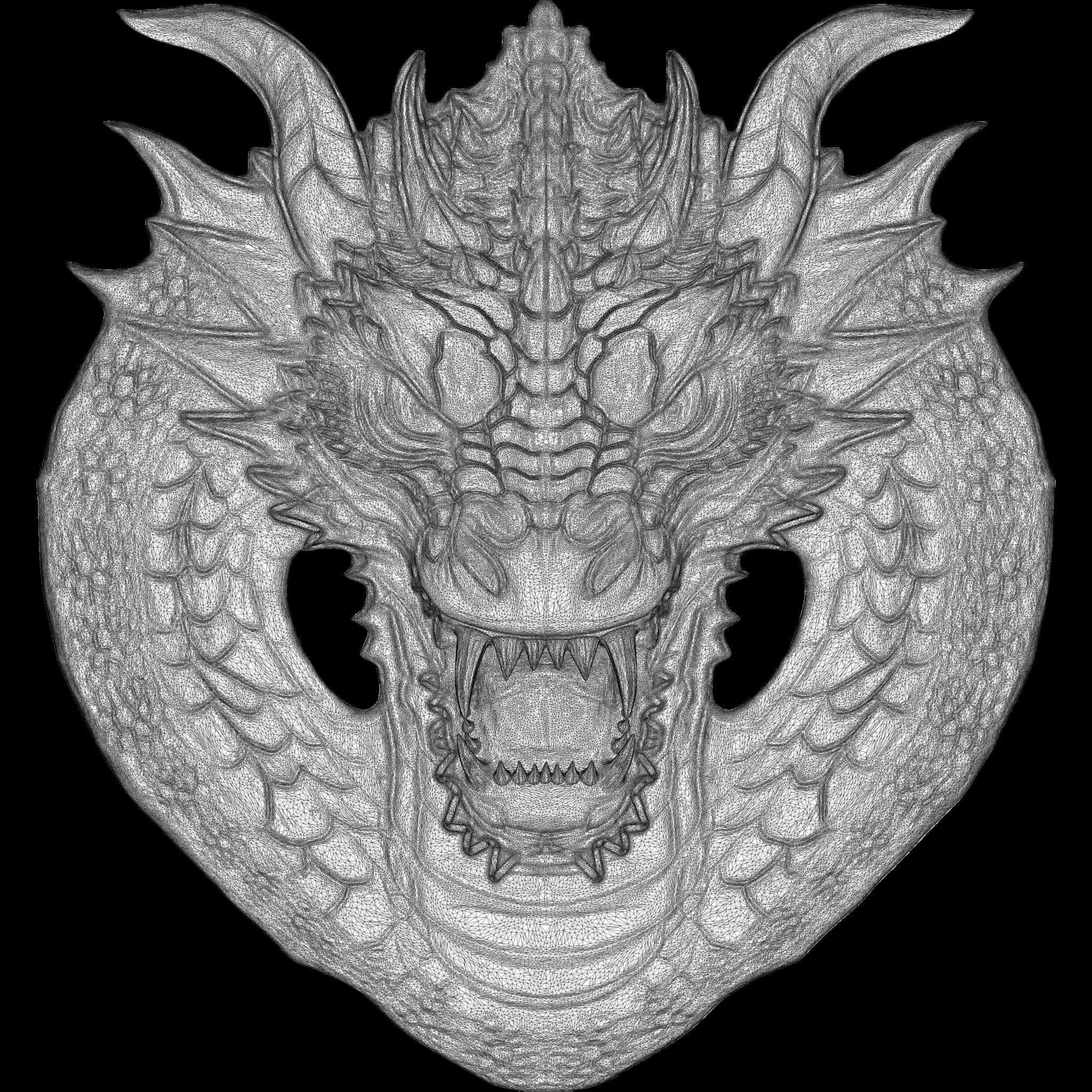 Dragon Head Relief No1 STL file for 3d Printing or CNC 3D print model_11