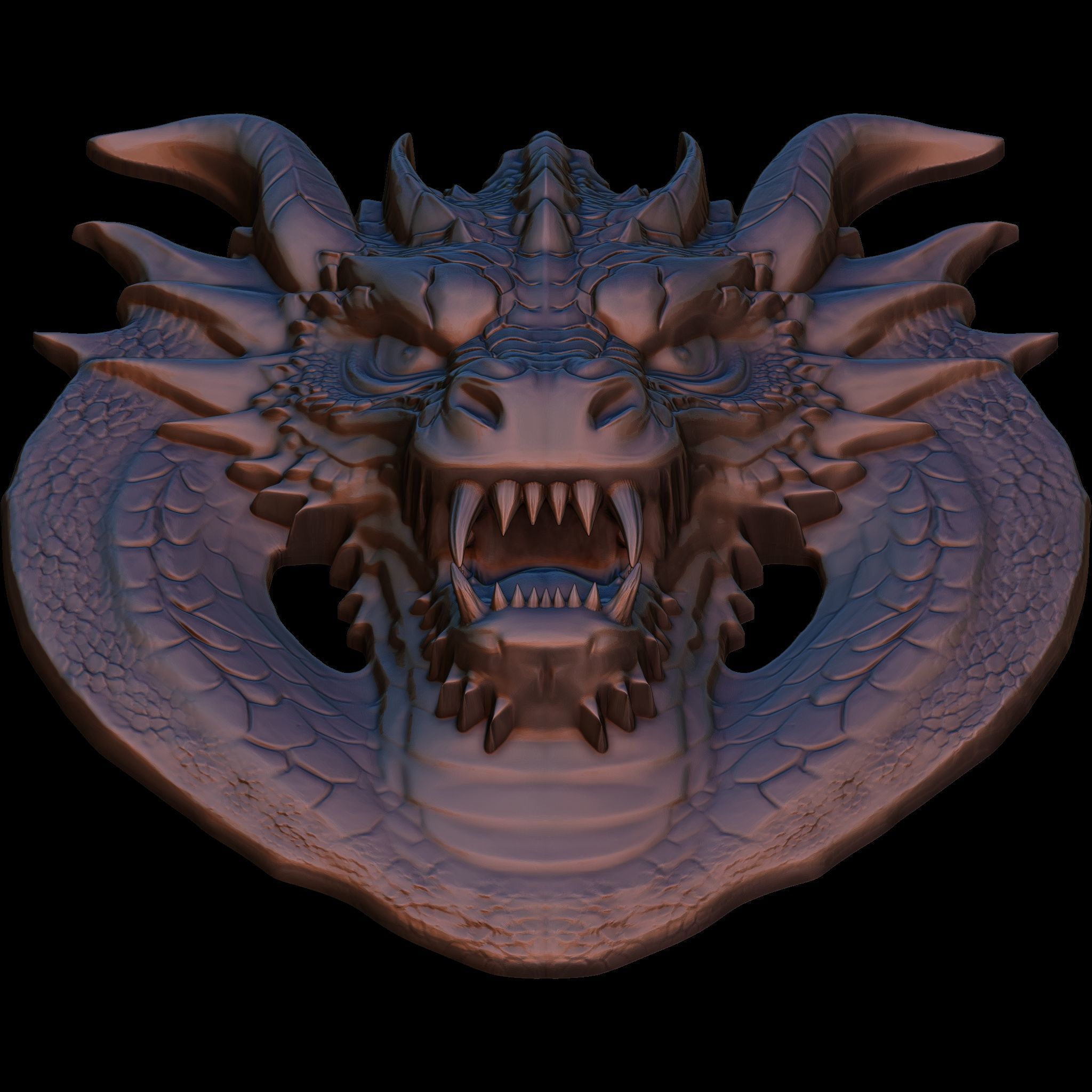 Dragon Head Relief No1 STL file for 3d Printing or CNC 3D print model_9