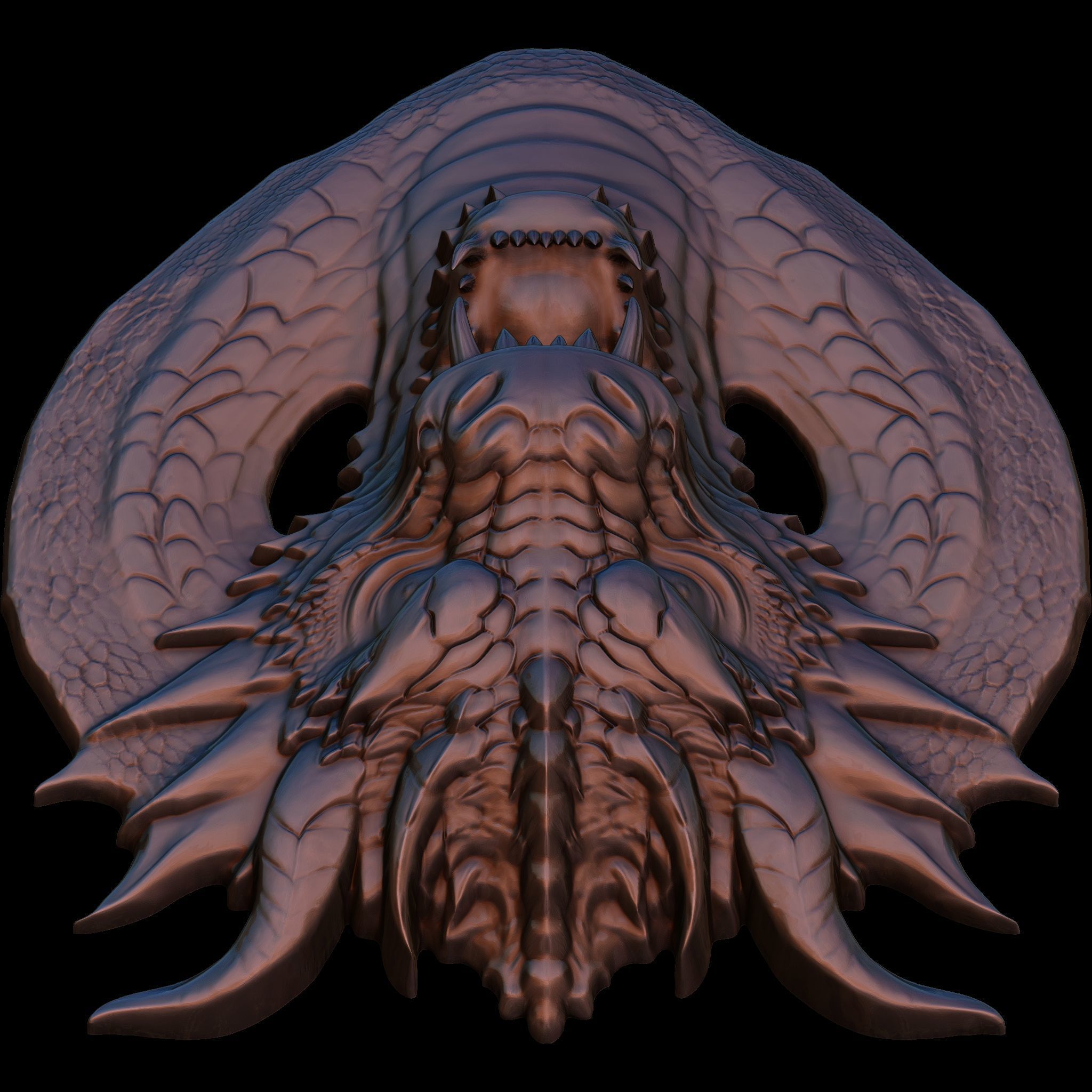 Dragon Head Relief No1 STL file for 3d Printing or CNC 3D print model_7