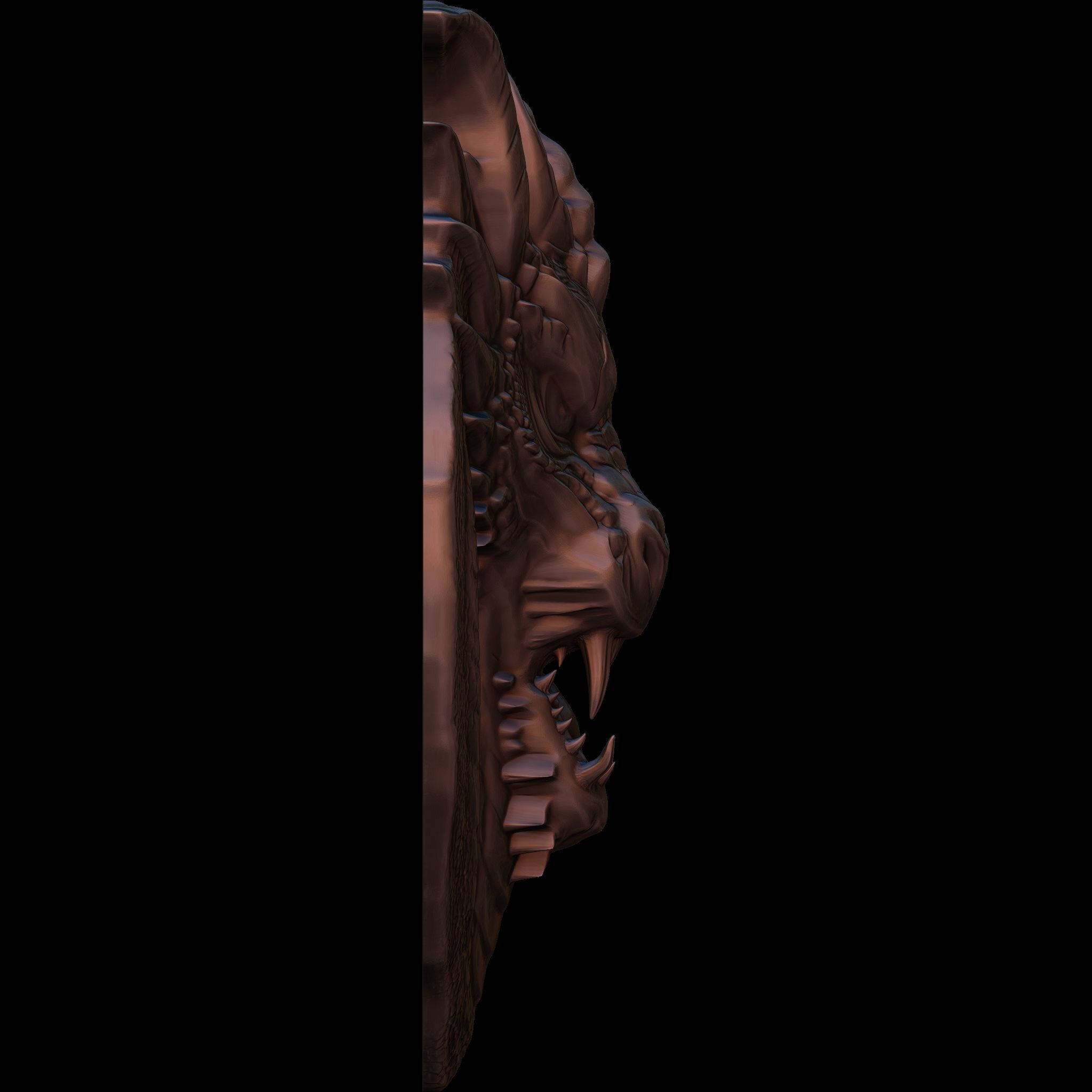 Dragon Head Relief No1 STL file for 3d Printing or CNC 3D print model_4