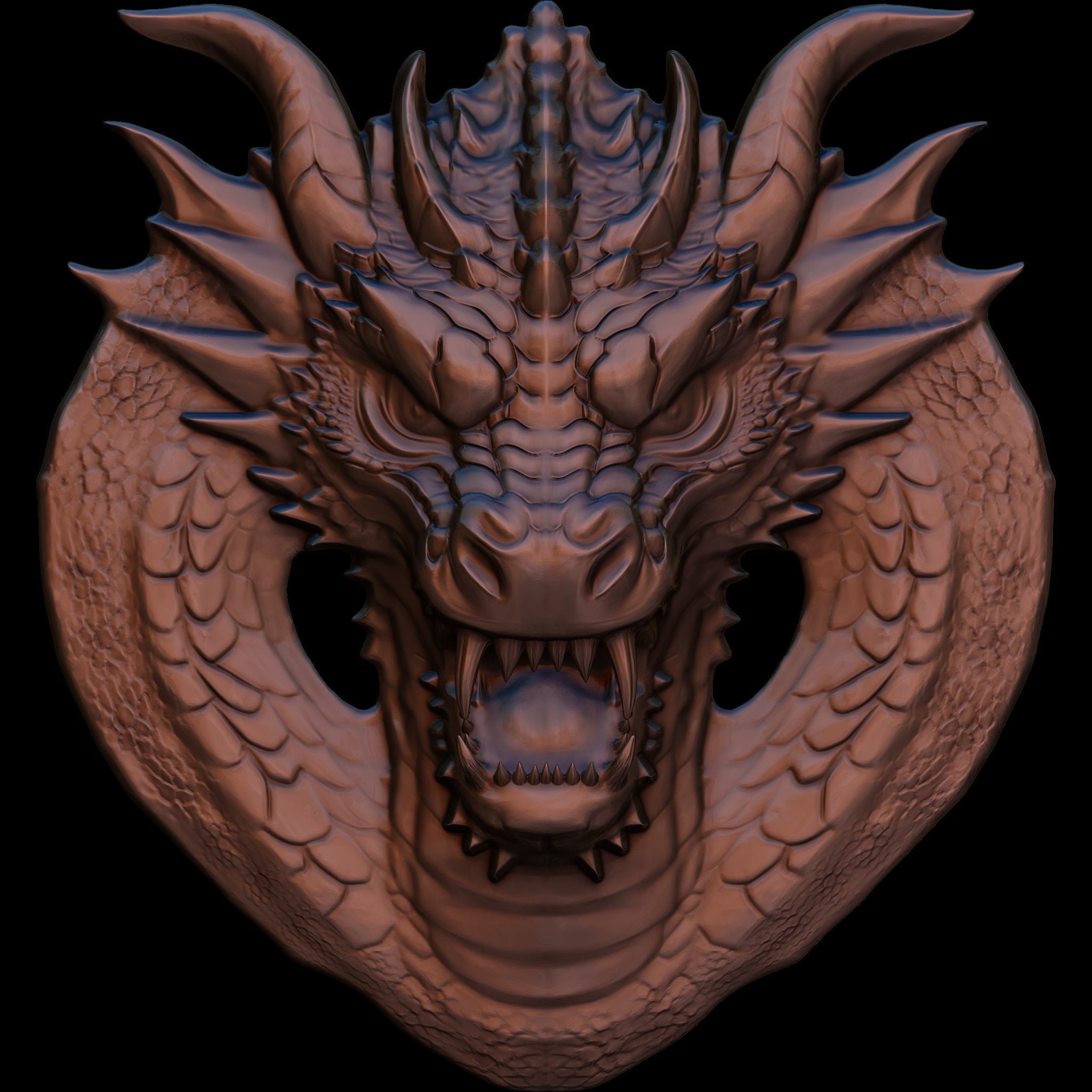 Dragon Head Relief No1 STL file for 3d Printing or CNC 3D print model_1