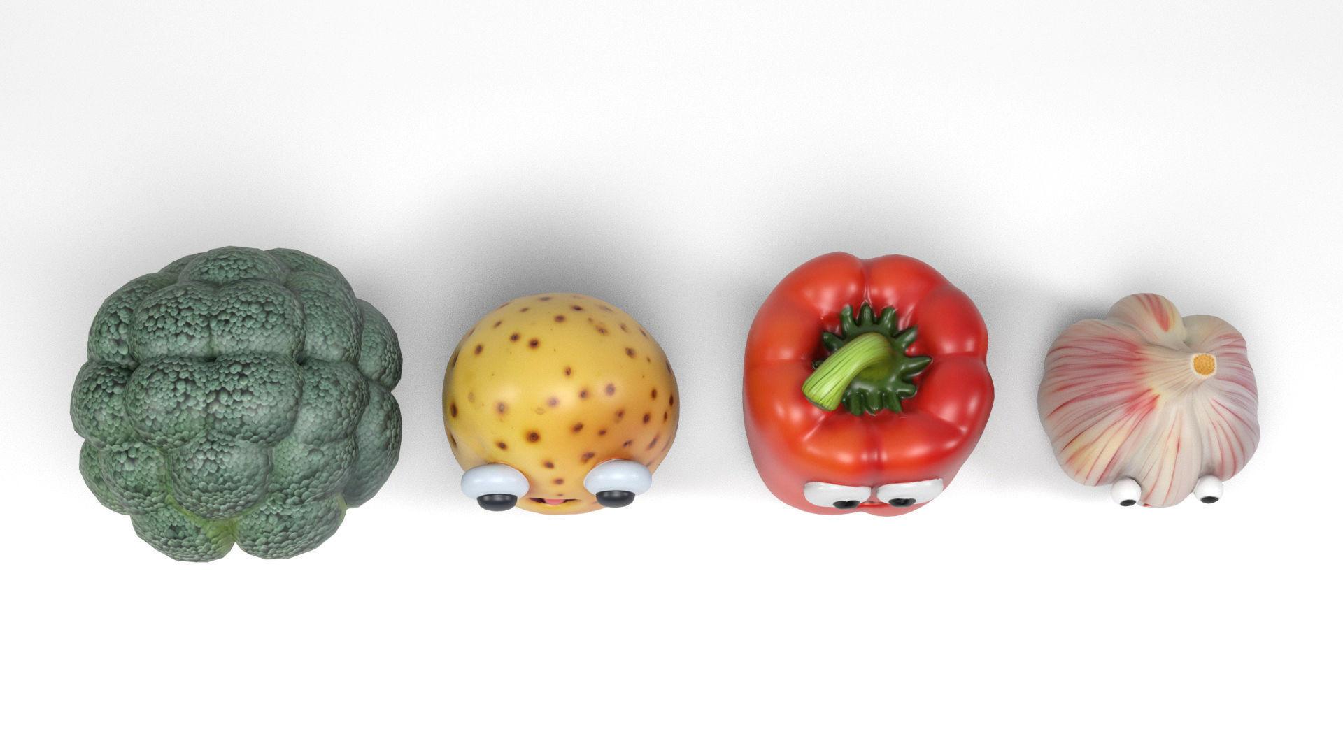 Vegetables characters 2 Low-poly 3D model_4