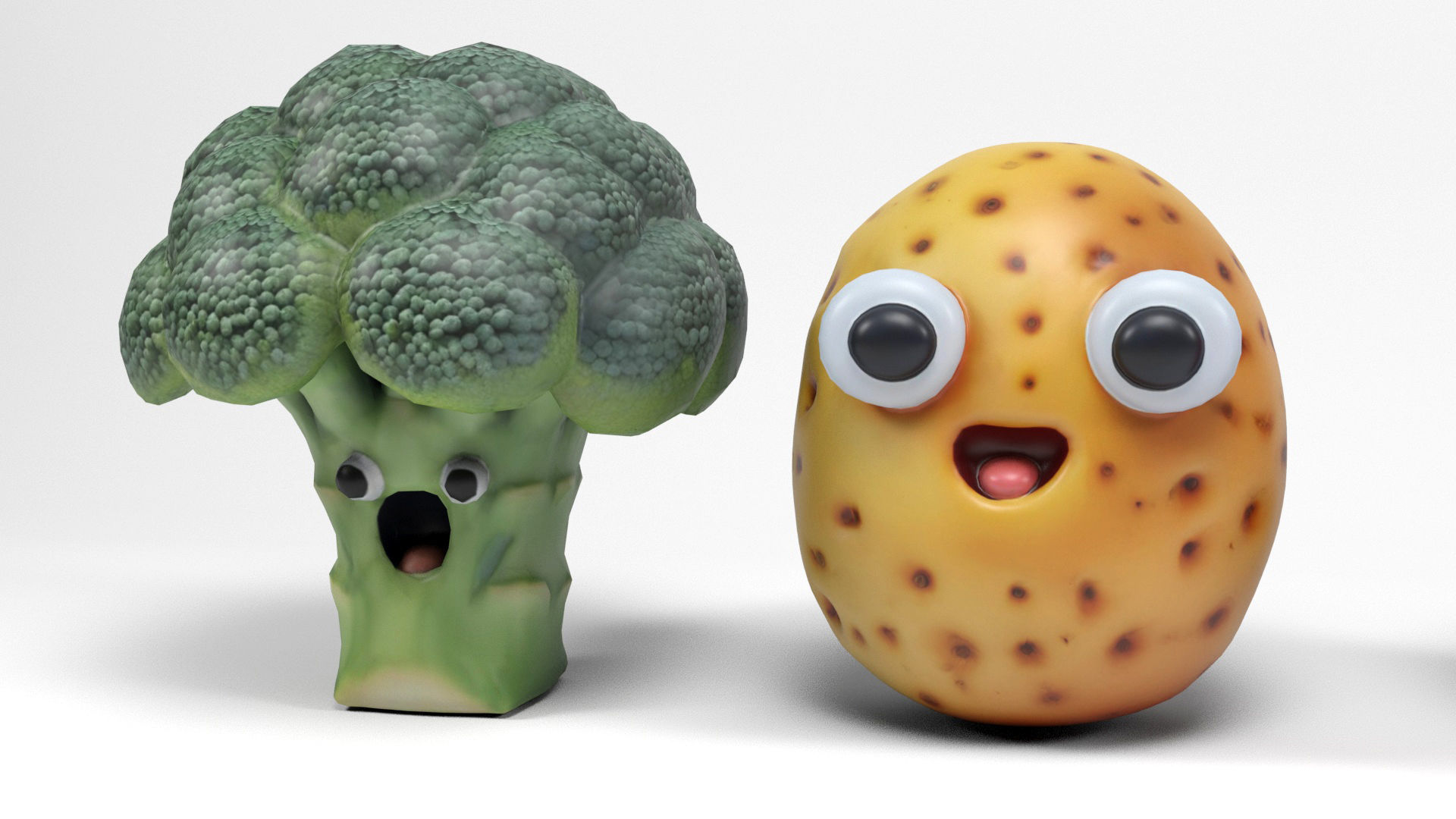 Vegetables characters 2 Low-poly 3D model_7