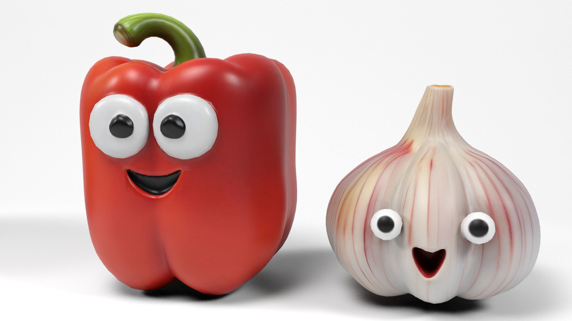Vegetables characters 2 Low-poly 3D model_6