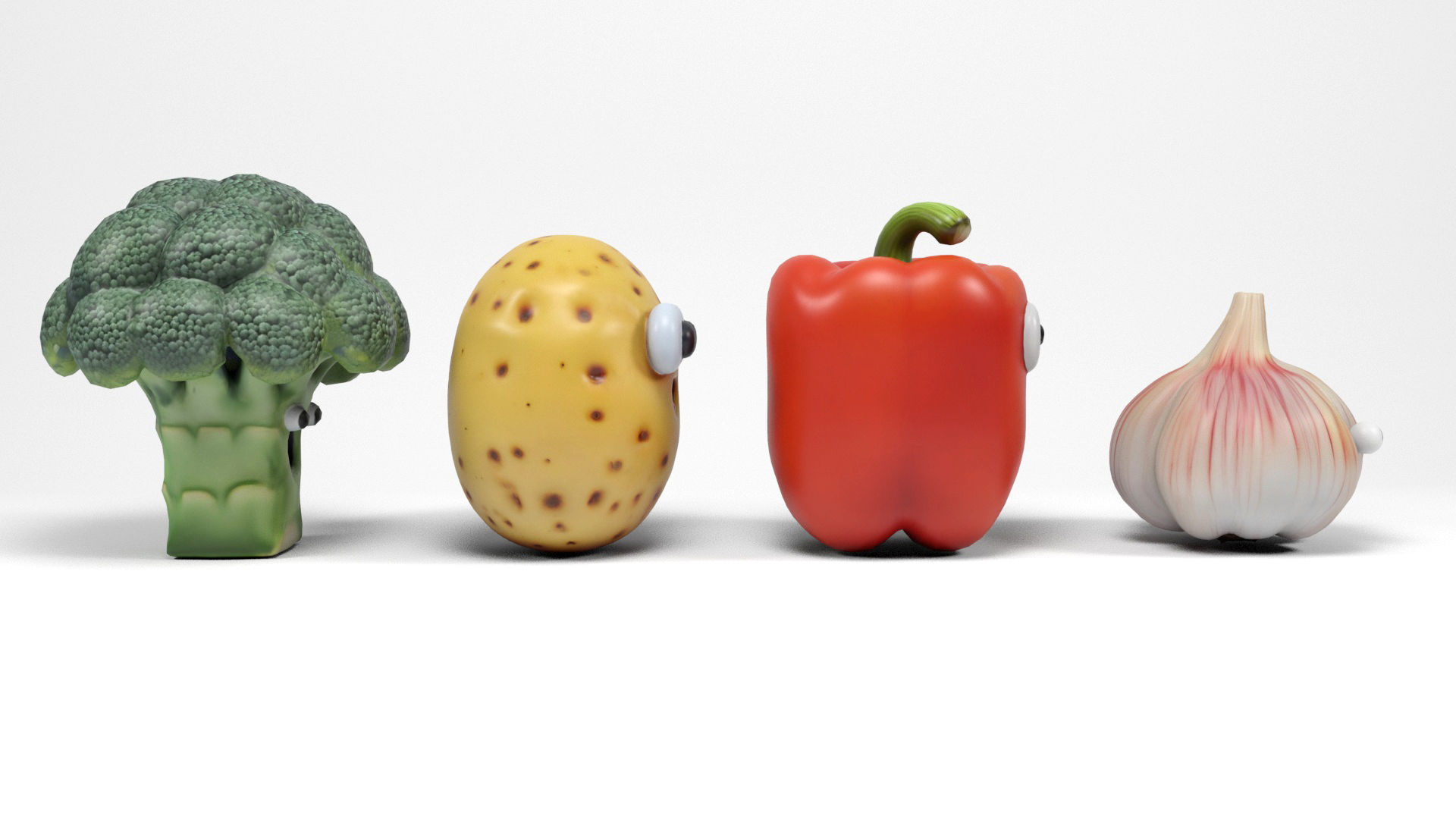 Vegetables characters 2 Low-poly 3D model_5