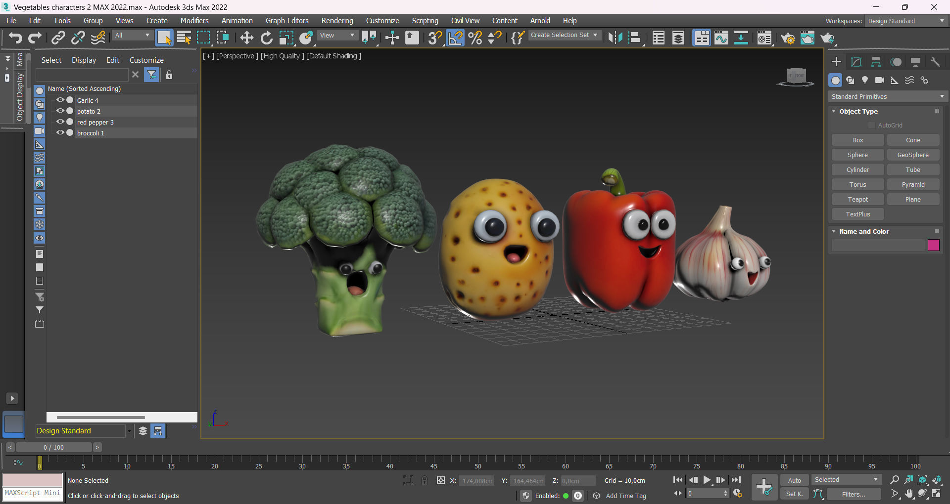 Vegetables characters 2 Low-poly 3D model_9