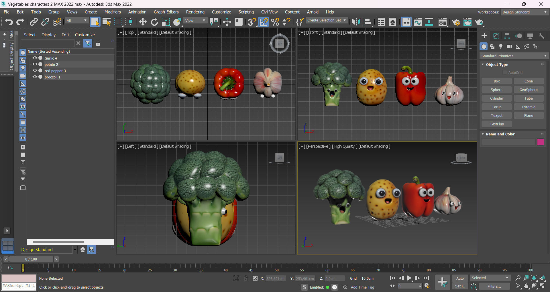 Vegetables characters 2 Low-poly 3D model_8