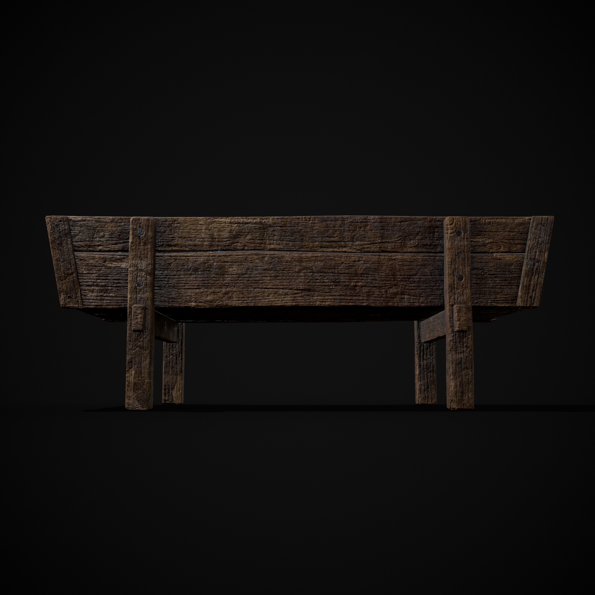 Wooden Trough Low-poly 3D model_17