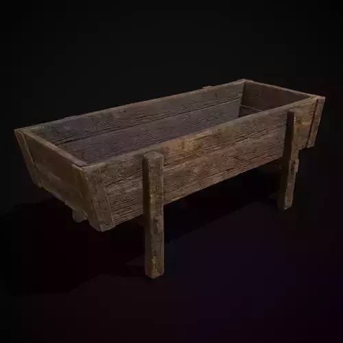 Wooden Trough Low-poly 3D model