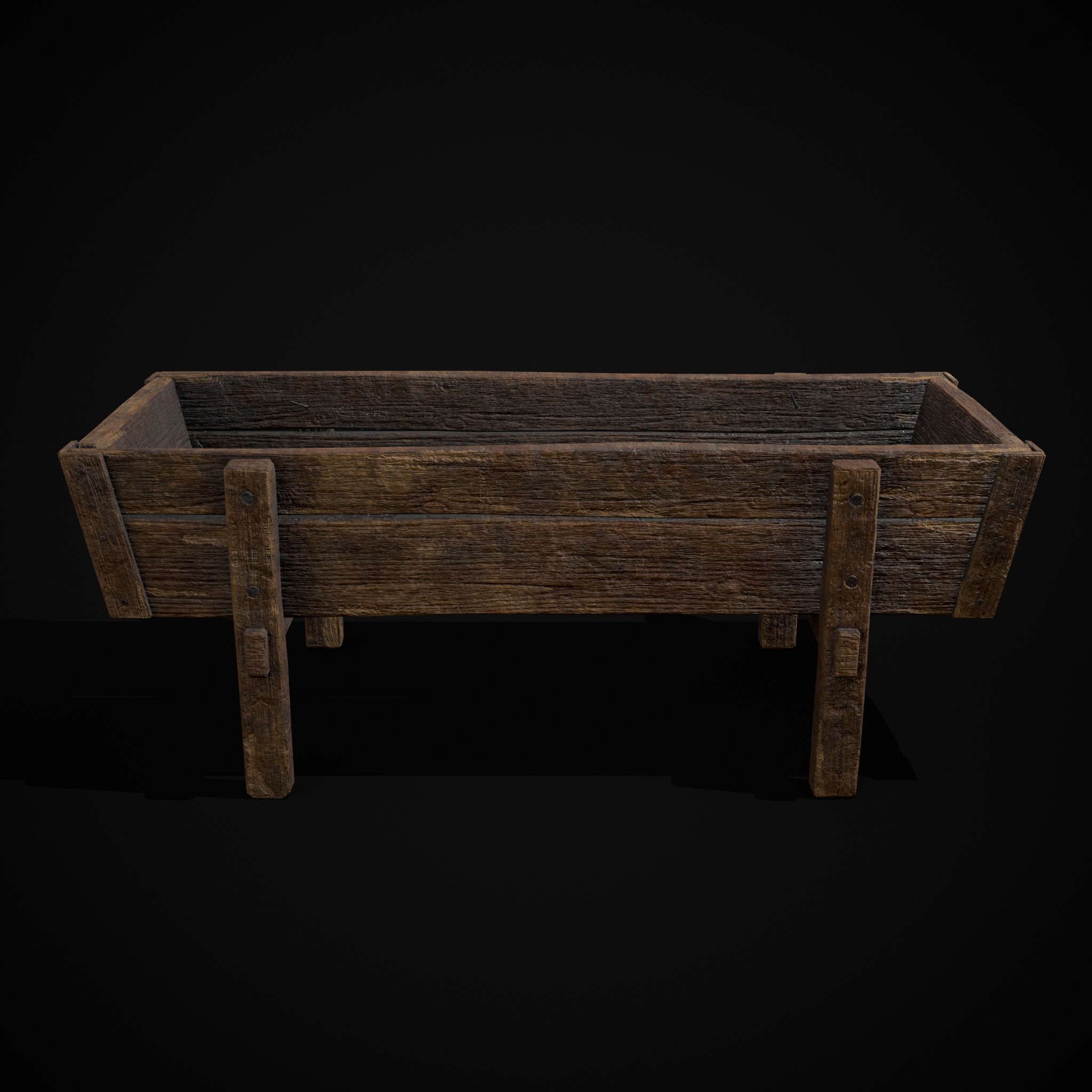 Wooden Trough Low-poly 3D model_3