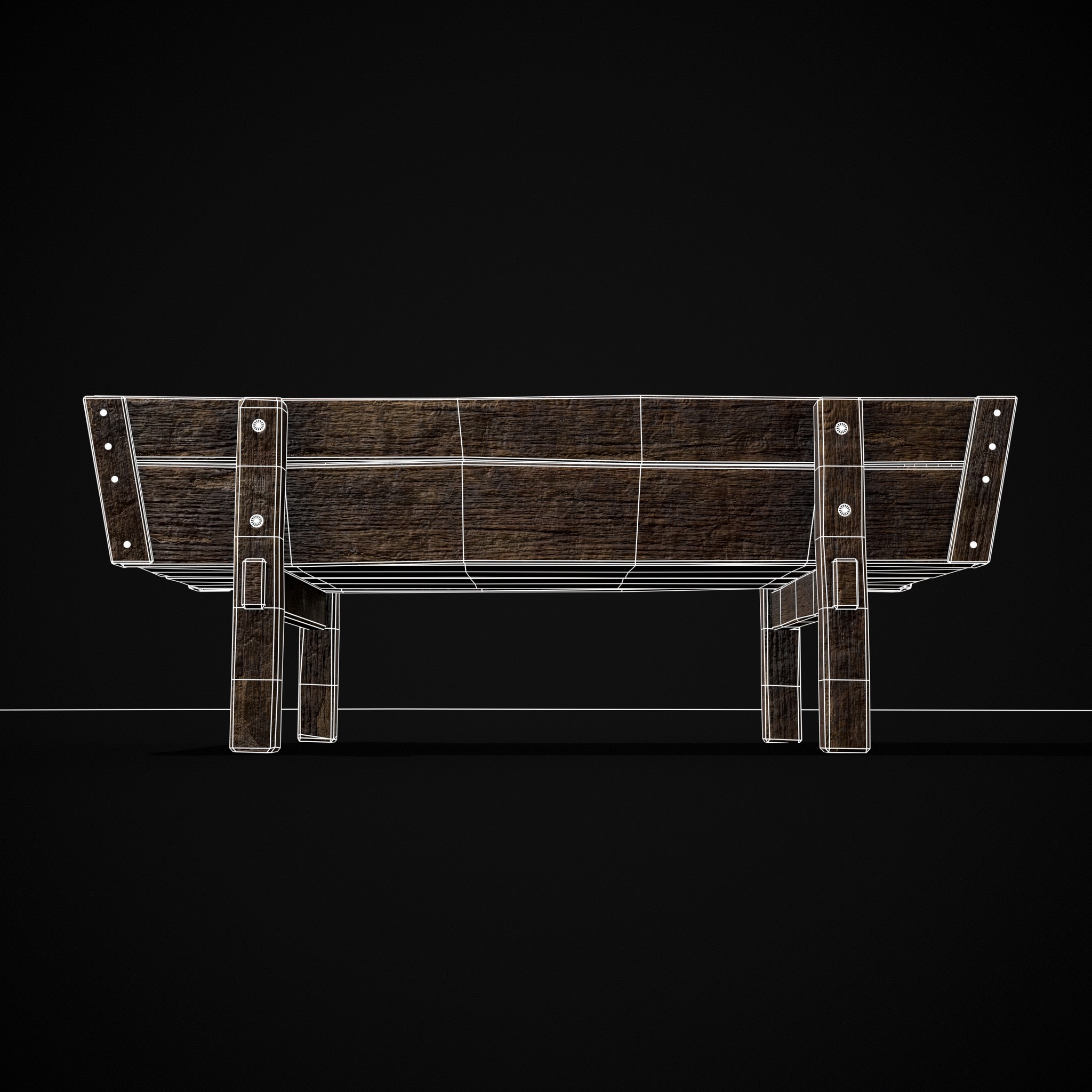 Wooden Trough Low-poly 3D model_18