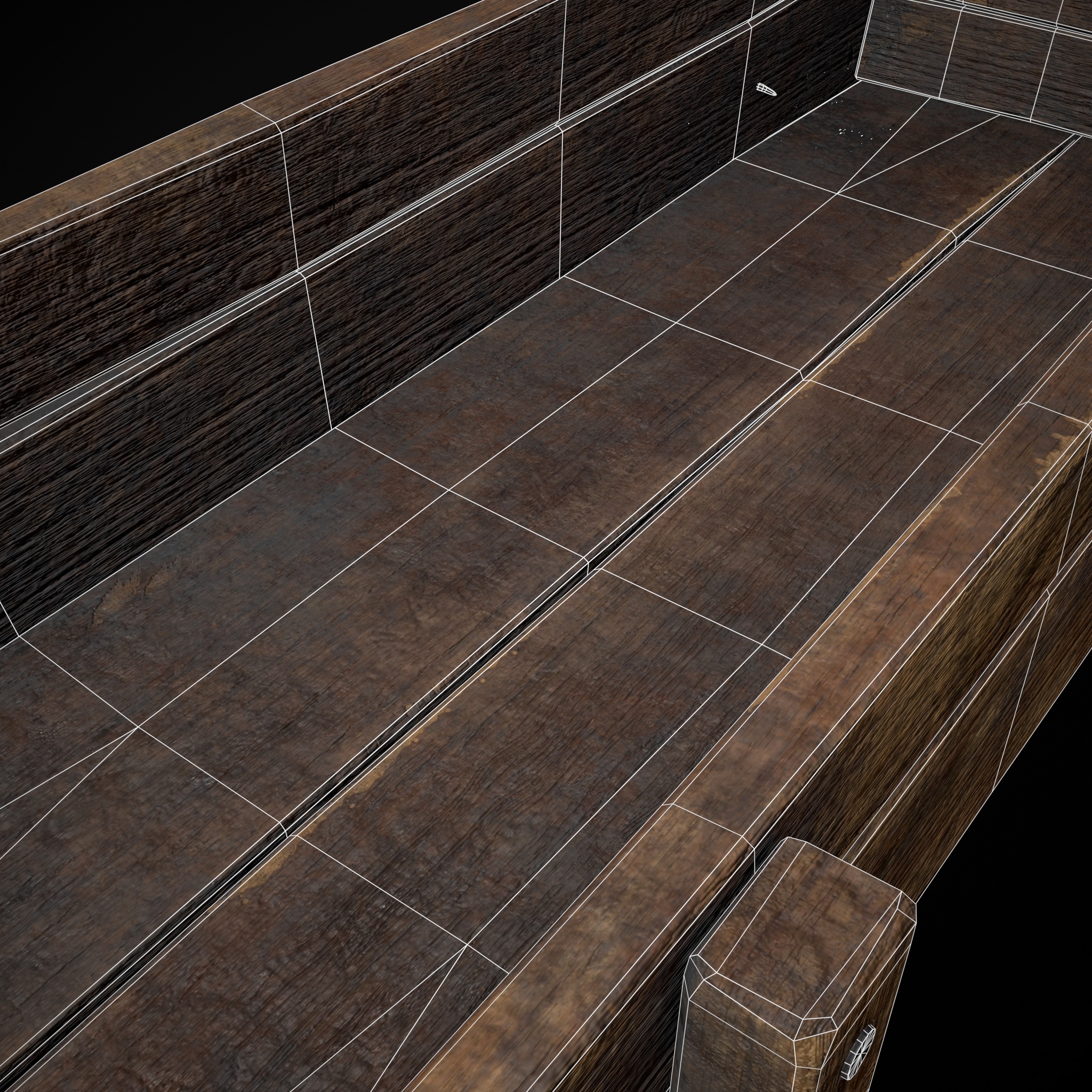 Wooden Trough Low-poly 3D model_14
