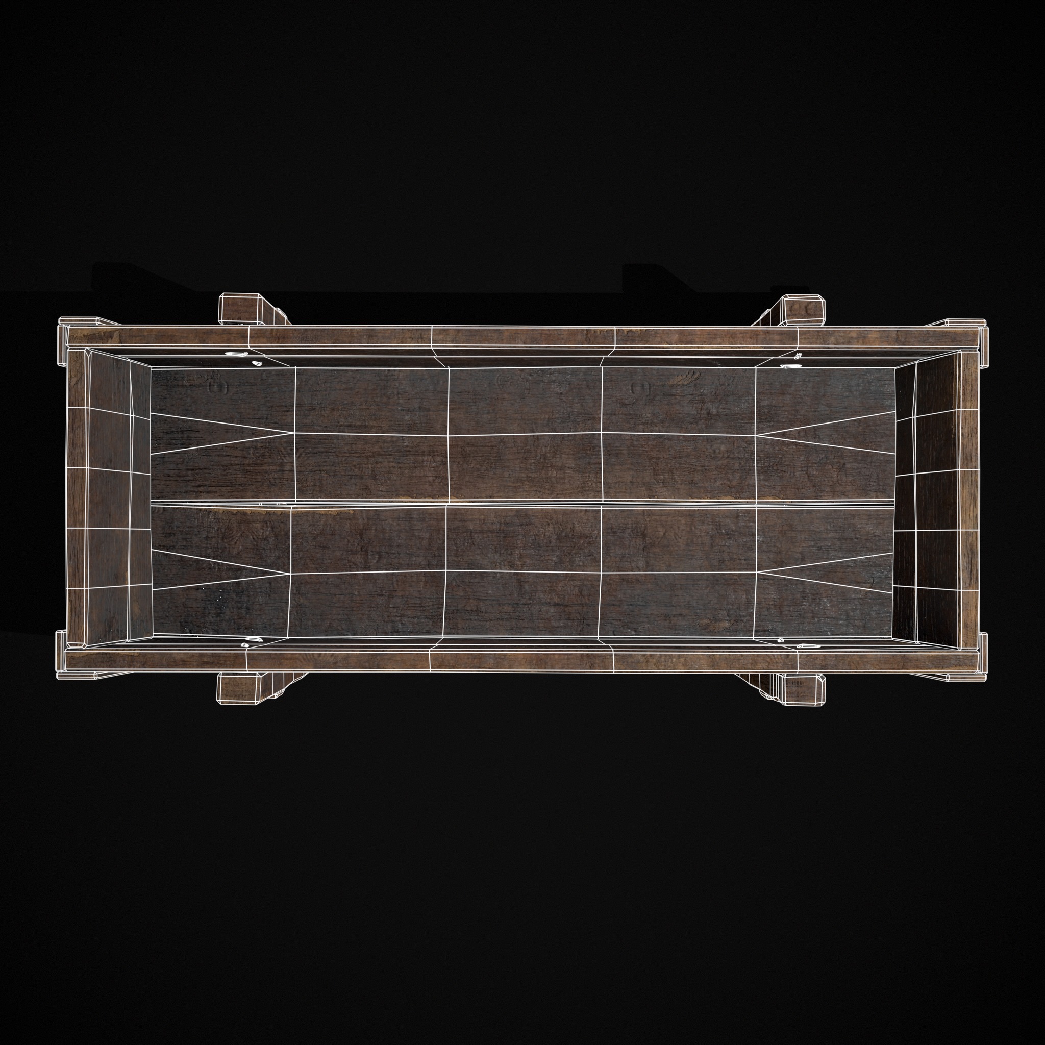 Wooden Trough Low-poly 3D model_8