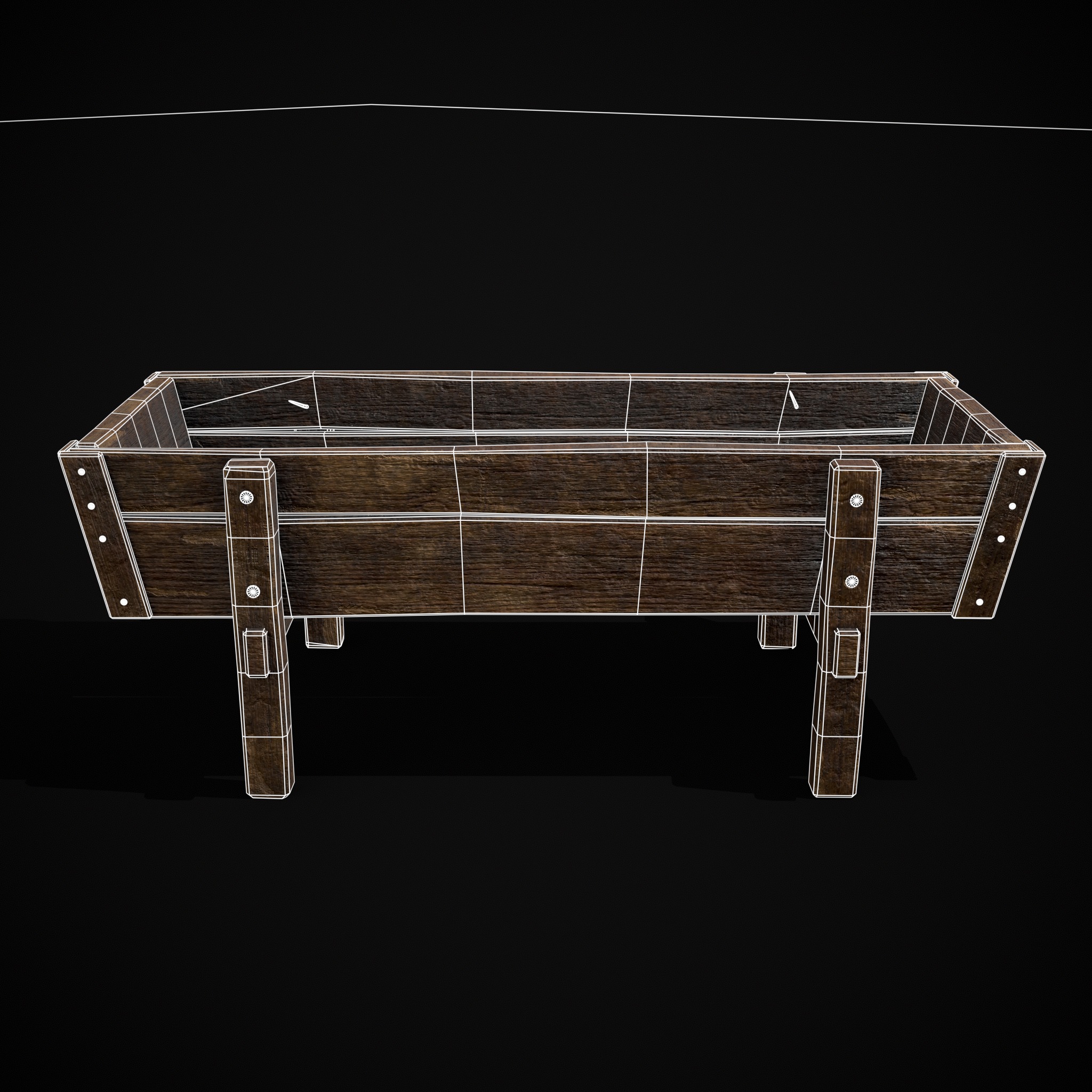Wooden Trough Low-poly 3D model_4