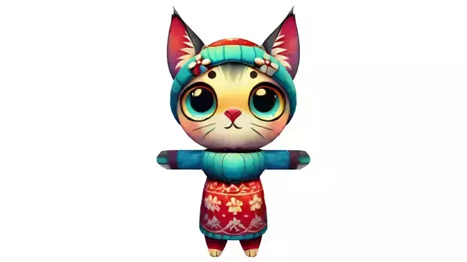 Whiskers the Cozy Kitten Low-poly 3D model