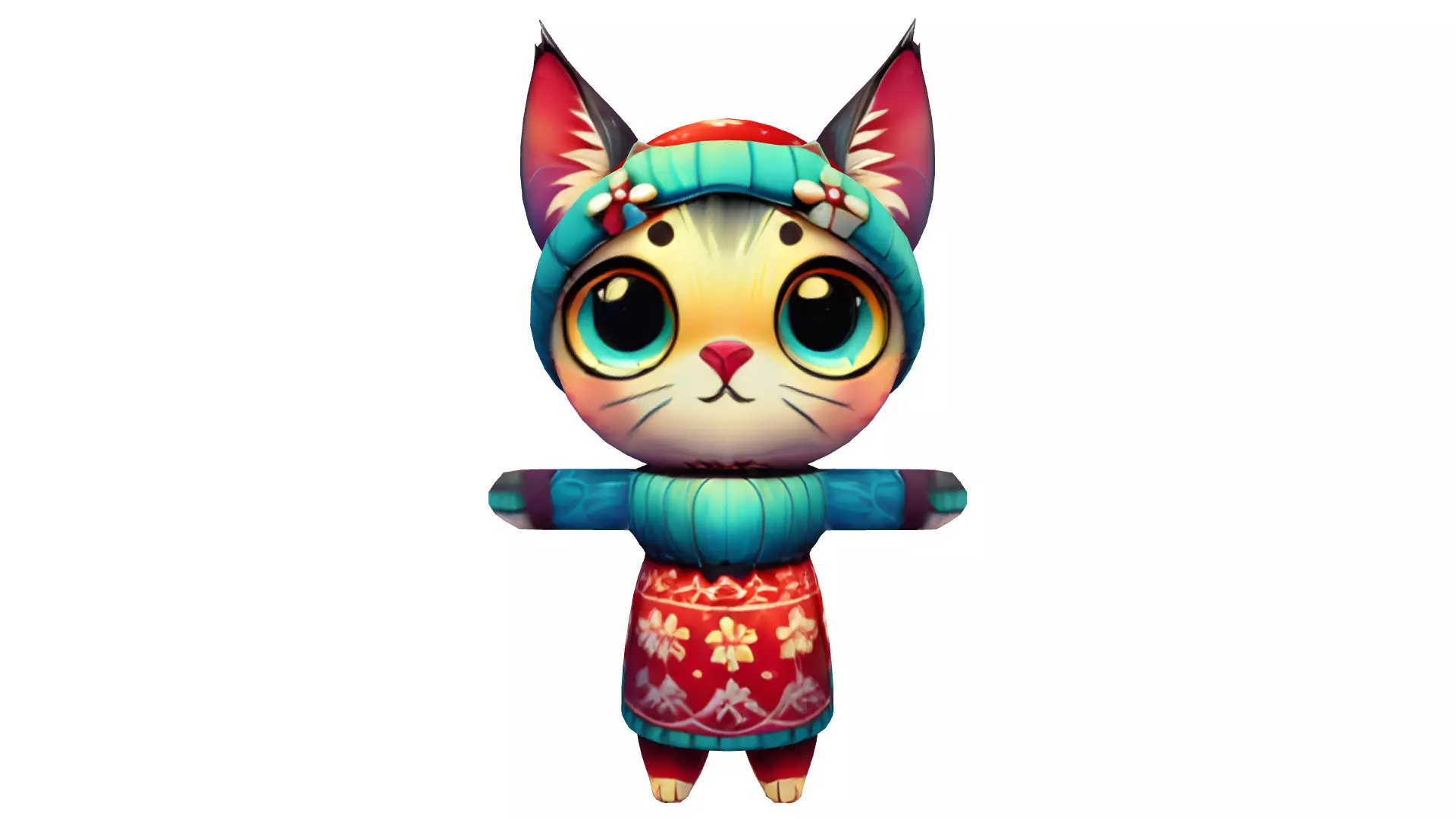 Whiskers the Cozy Kitten Low-poly 3D model_0