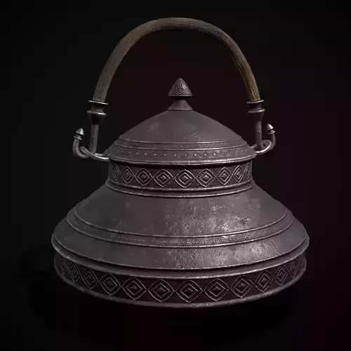 Iron Cooking Pot Low-poly 3D model