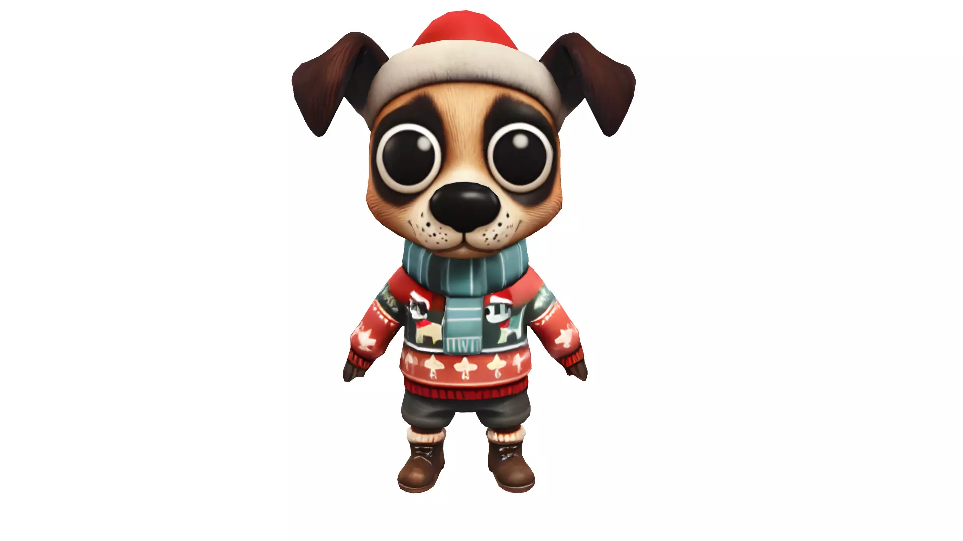 Buddy the Festive Pup Low-poly 3D model
