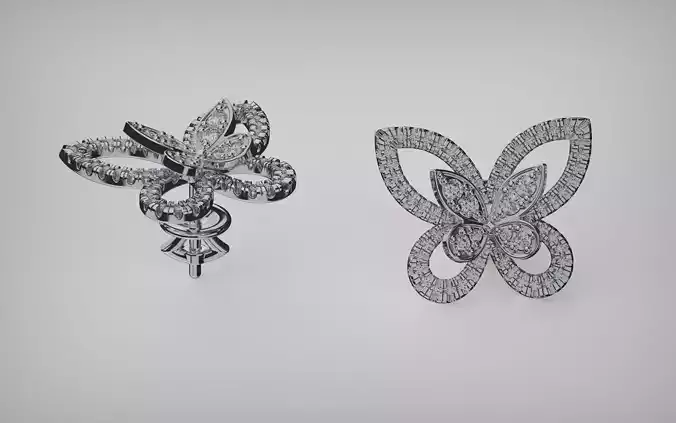 Graff Butterfly Silhouette Diamond Stud Earrings