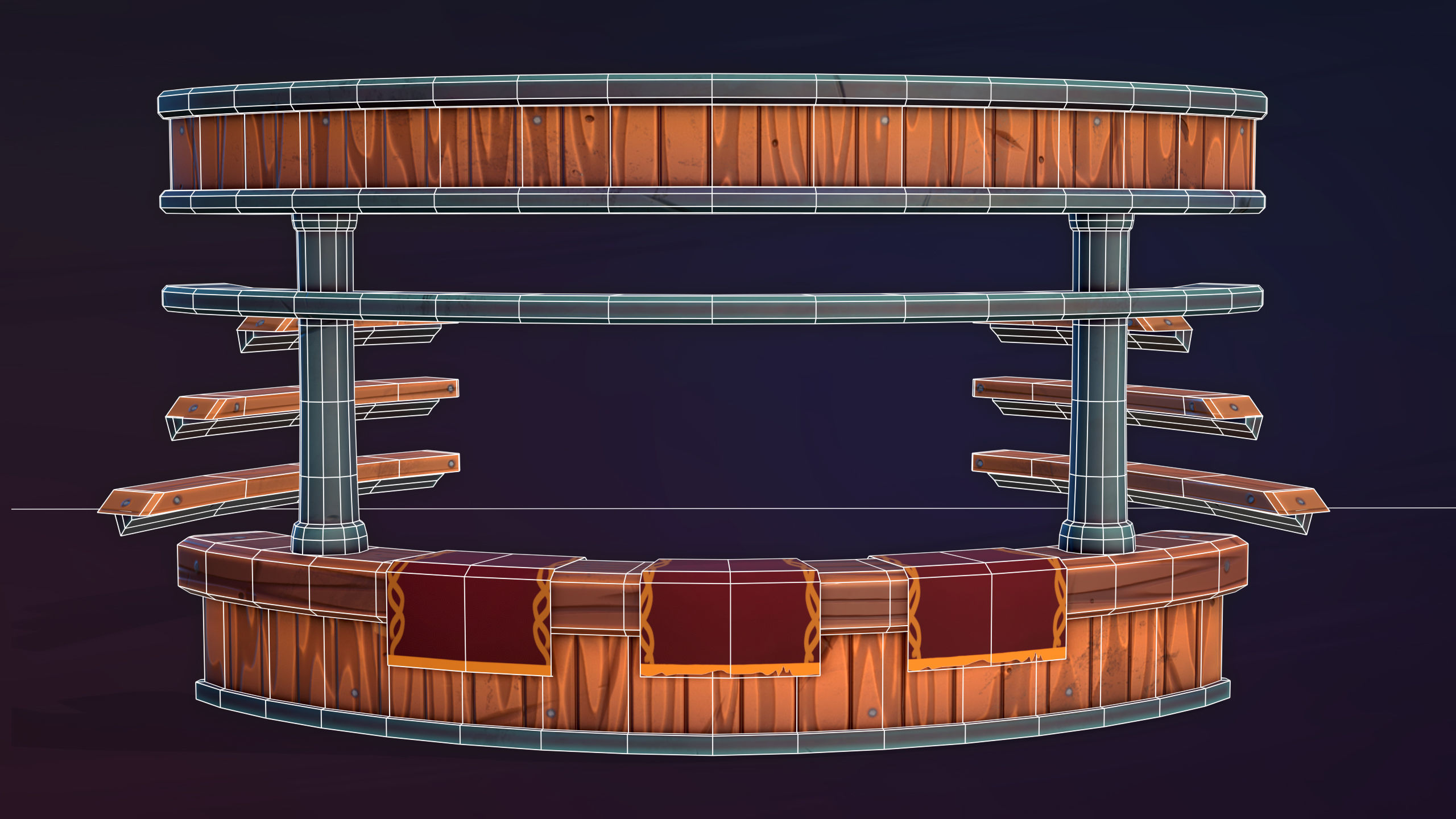 Stylized Tavern Bar - Gameready and Lowpoly Model Low-poly 3D model_7