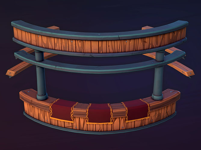 Stylized Tavern Bar - Gameready and Lowpoly Model Low-poly 3D model