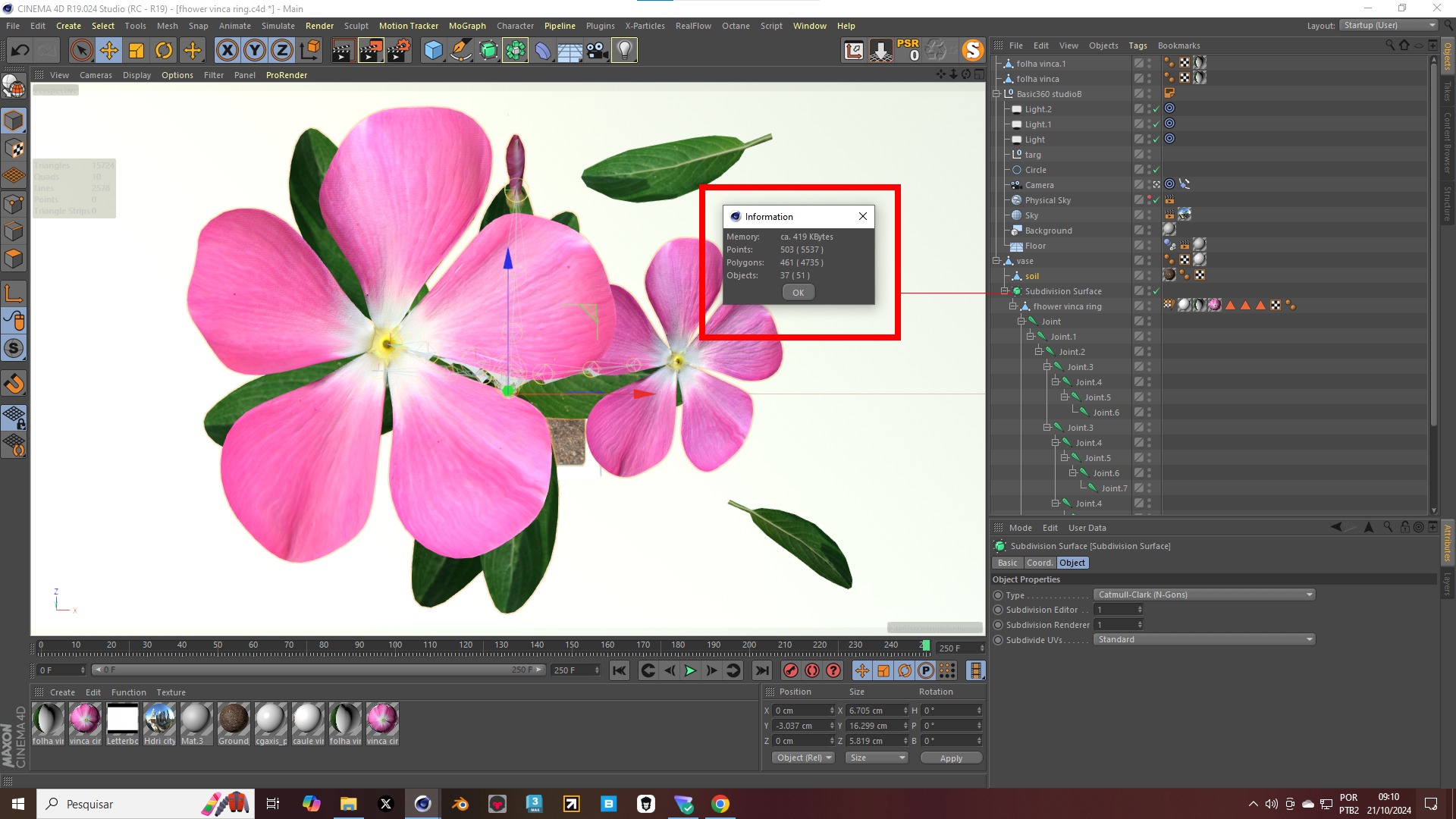 Fhower Vinca rigged 3D model_11