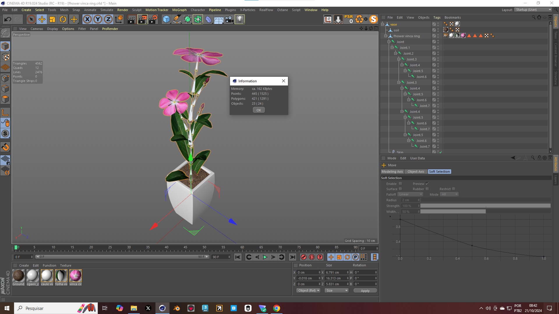 Fhower Vinca rigged 3D model_12