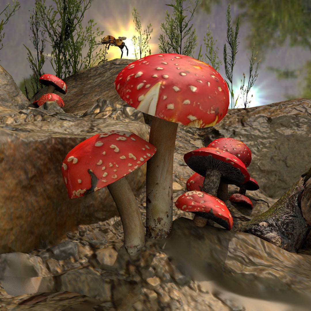 Red Cap Mushrooms 3D model_10