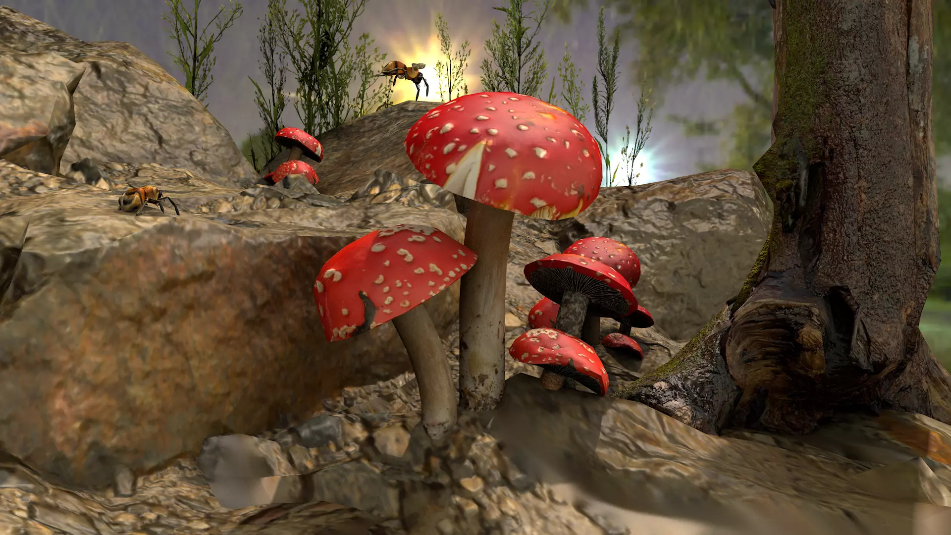 Red Cap Mushrooms 3D model_0