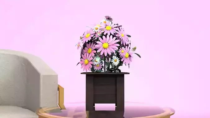 Vase Flowers Daisy Roses