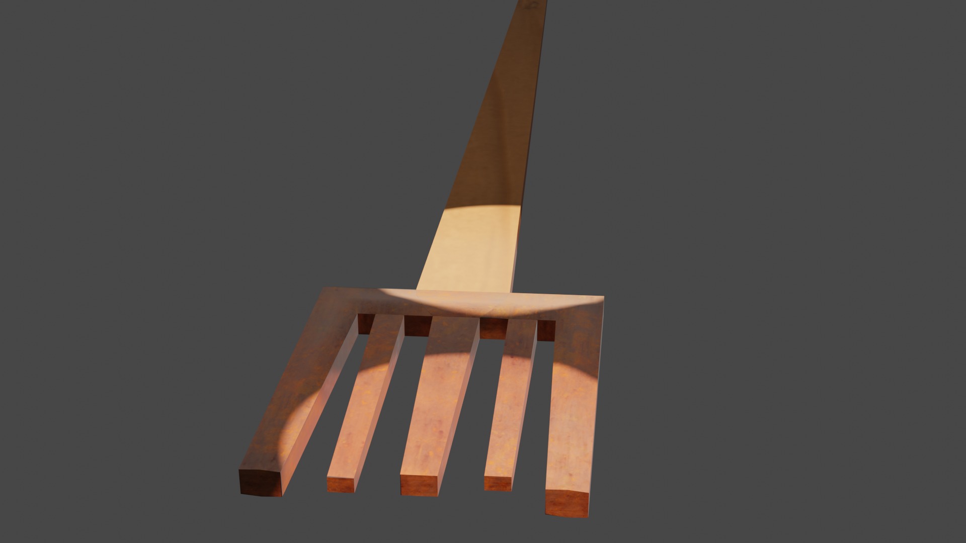 Dinner fork in rust metal and wooden handle Low-poly 3D model_9