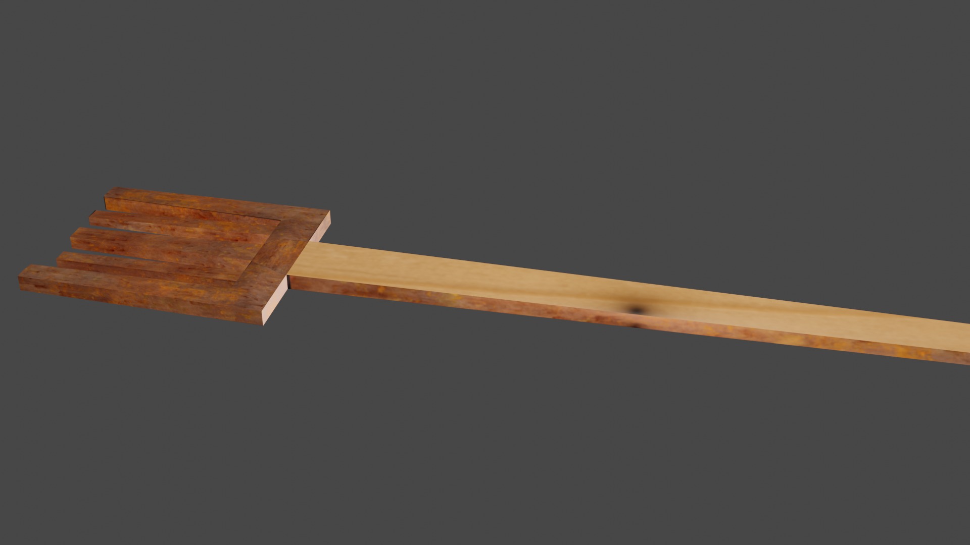 Dinner fork in rust metal and wooden handle Low-poly 3D model_4