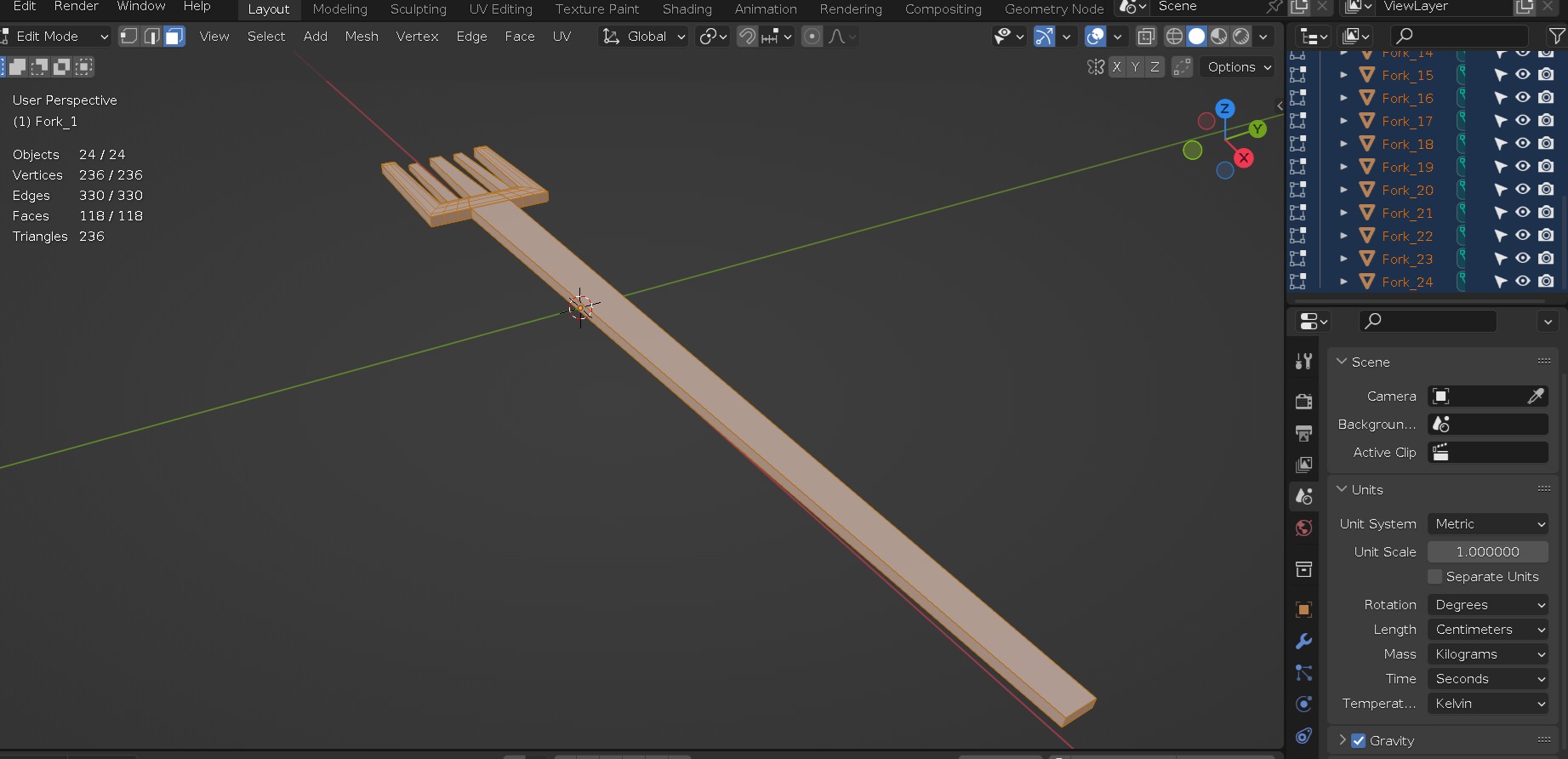 Dinner fork in rust metal and wooden handle Low-poly 3D model_19
