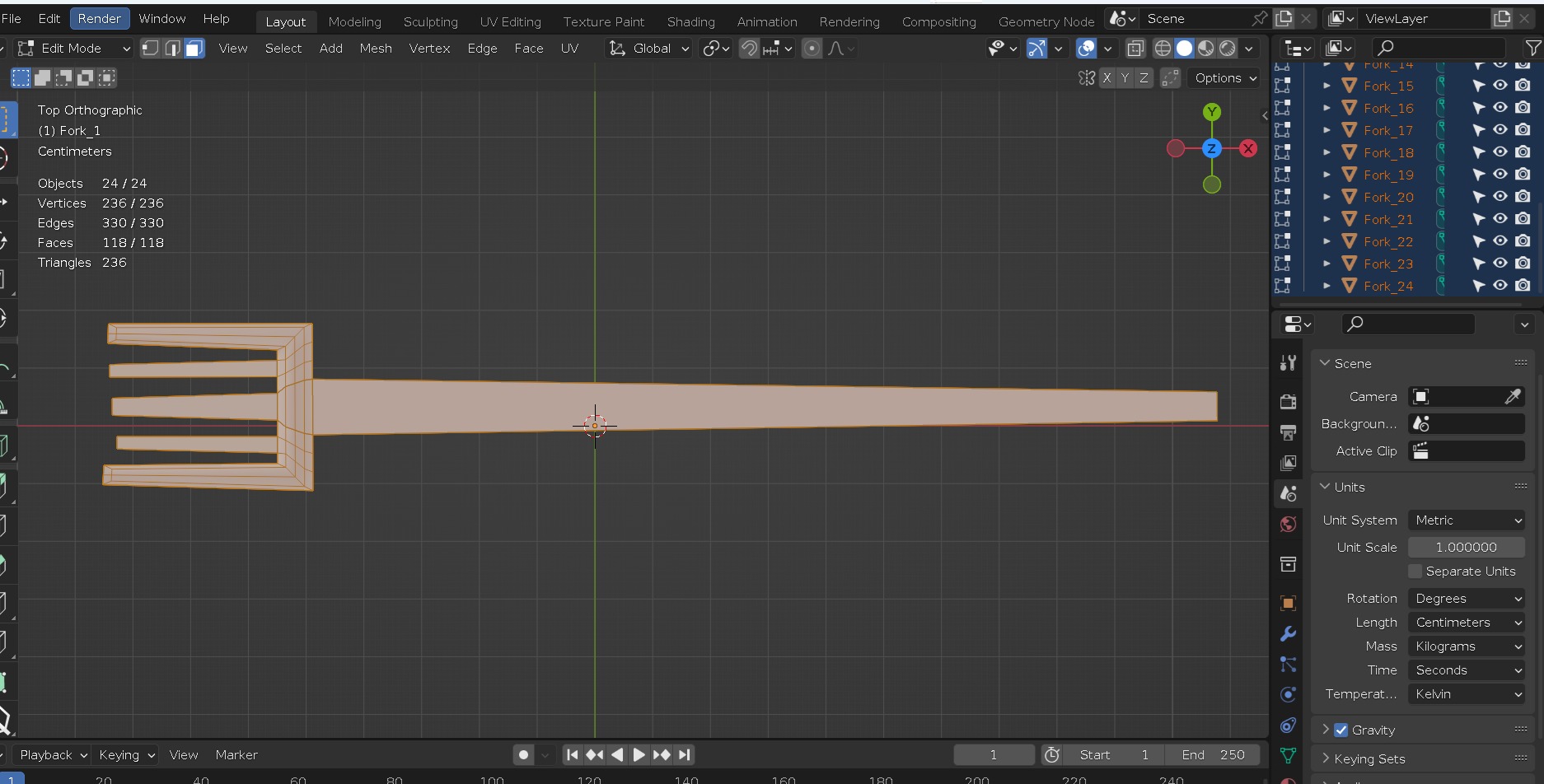 Dinner fork in rust metal and wooden handle Low-poly 3D model_18