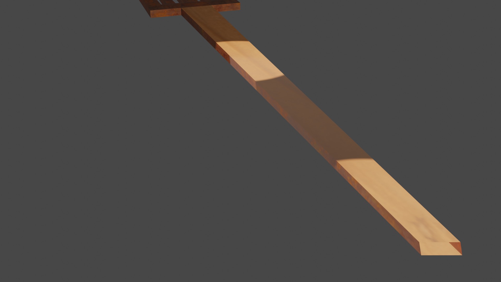 Dinner fork in rust metal and wooden handle Low-poly 3D model_6