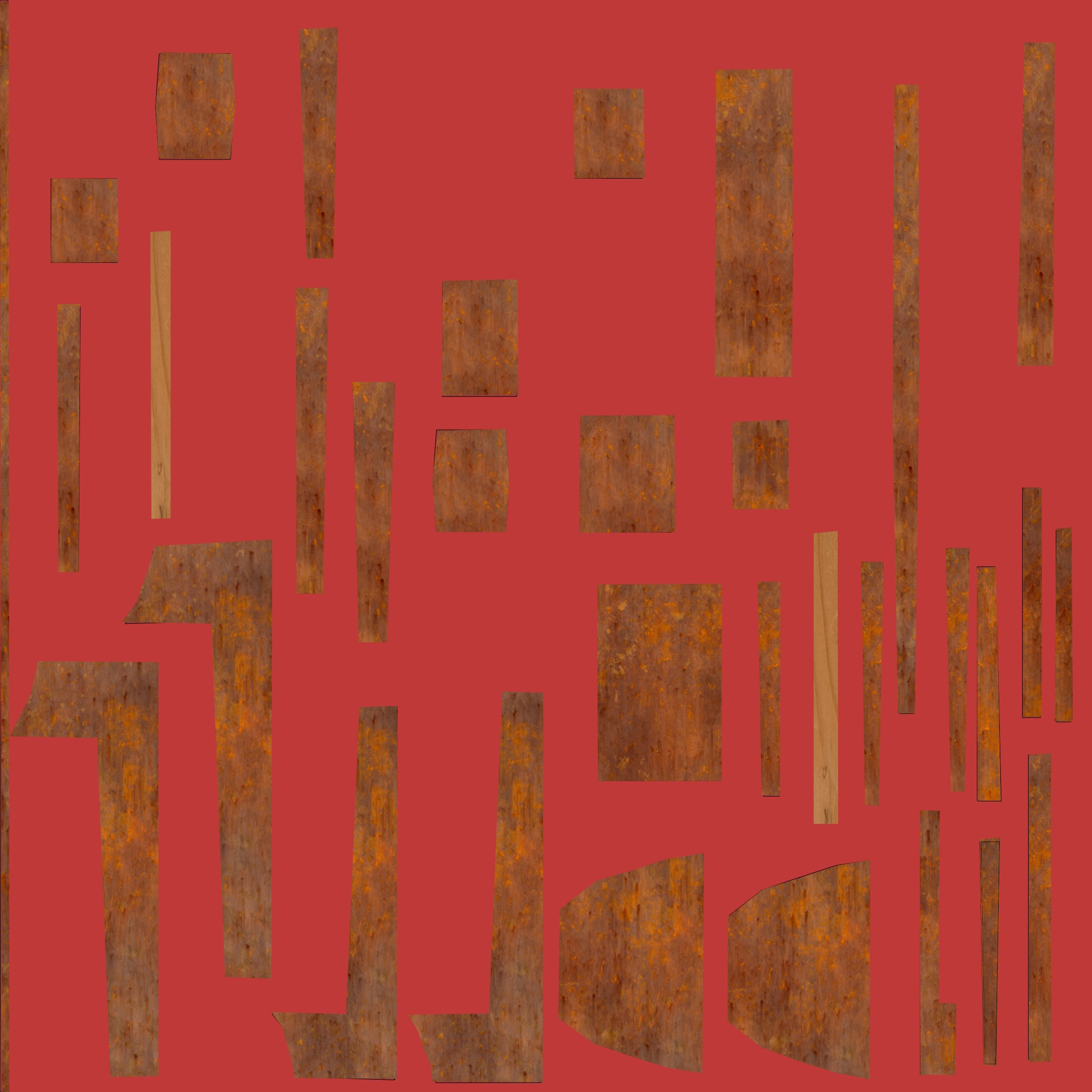 Dinner fork in rust metal and wooden handle Low-poly 3D model_13