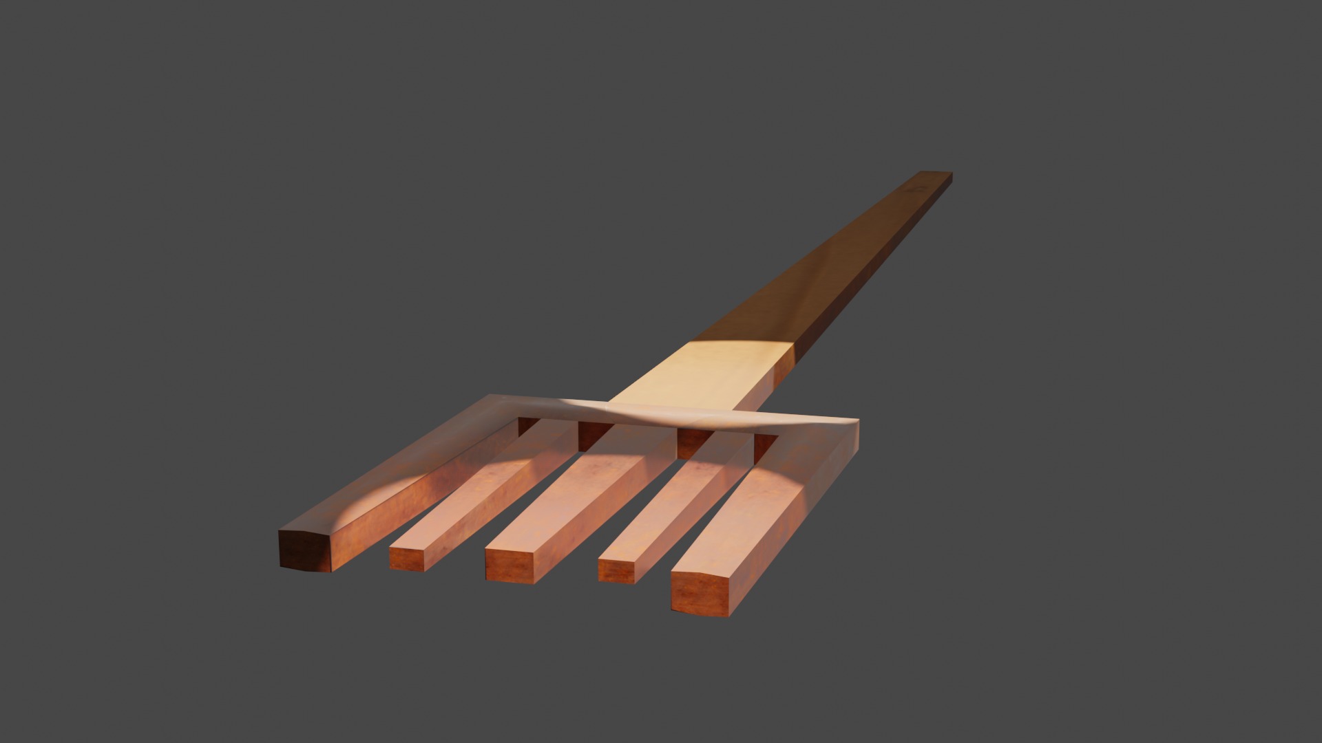 Dinner fork in rust metal and wooden handle Low-poly 3D model_10