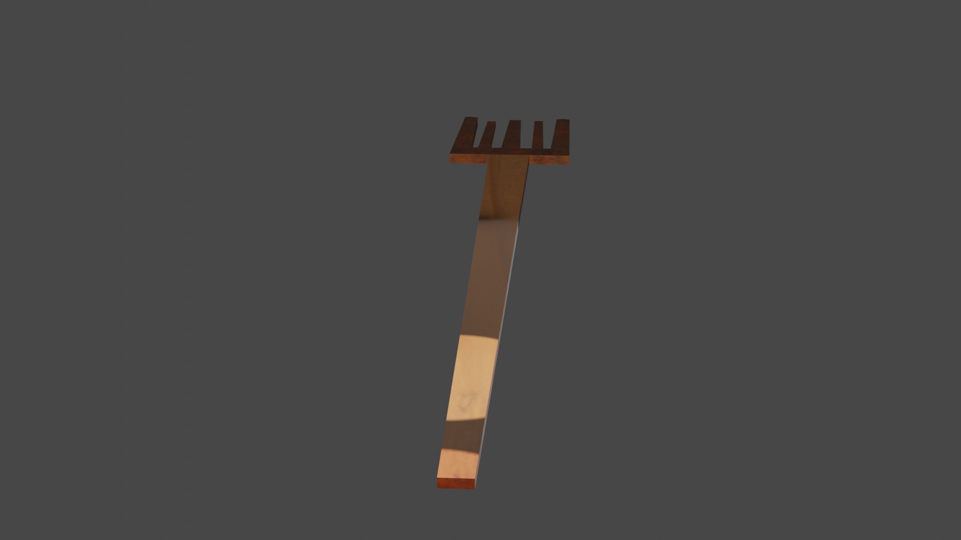 Dinner fork in rust metal and wooden handle Low-poly 3D model_7