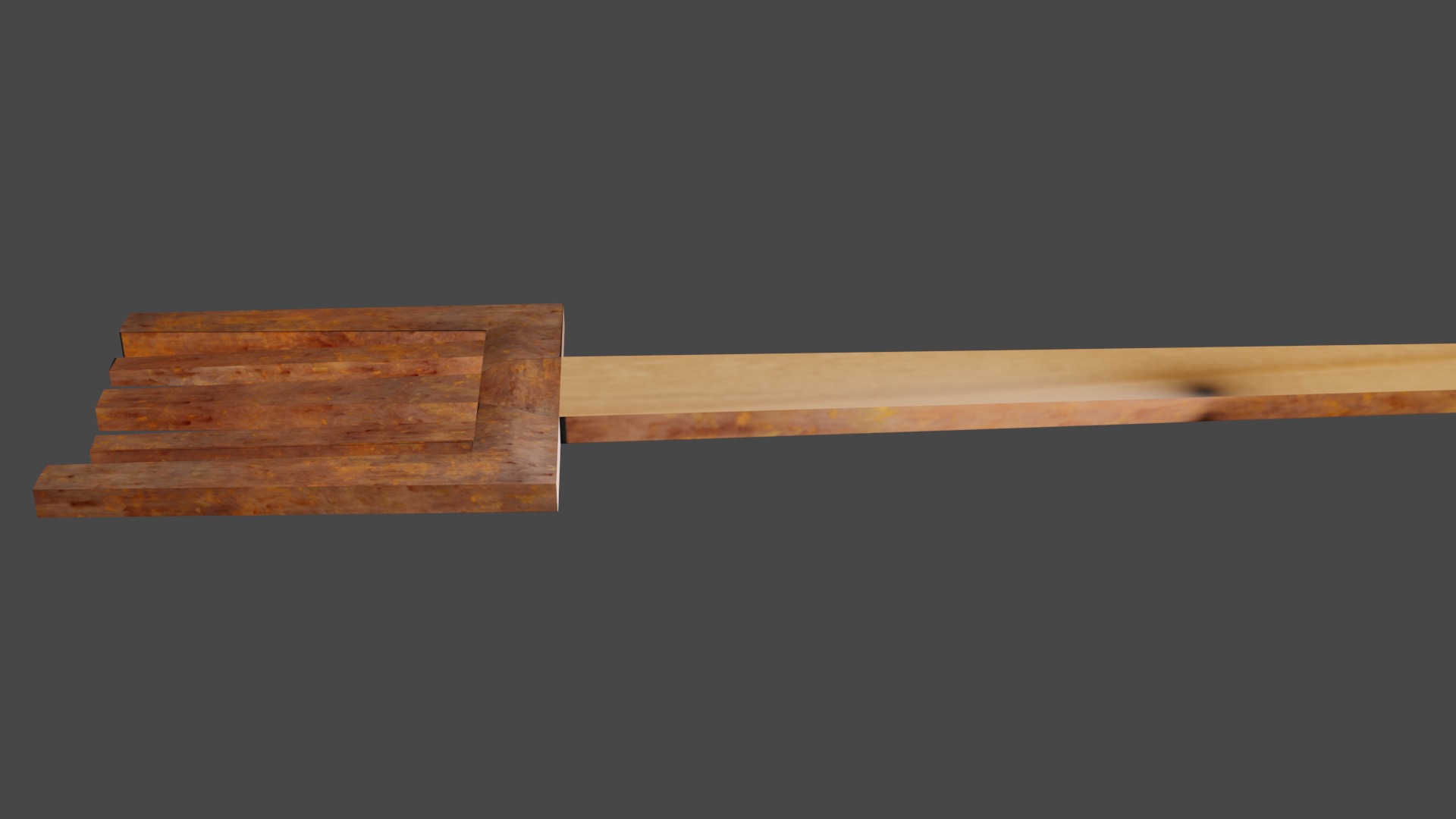 Dinner fork in rust metal and wooden handle Low-poly 3D model_3