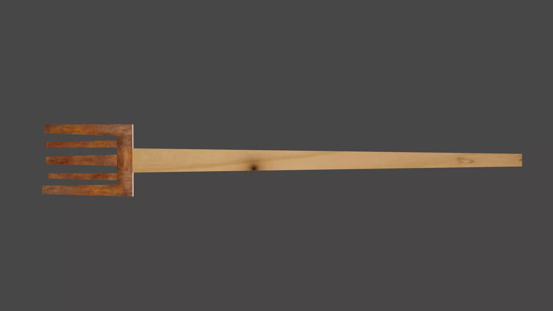 Dinner fork in rust metal and wooden handle Low-poly 3D model_0
