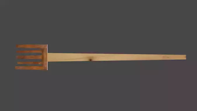 Dinner fork in rust metal and wooden handle