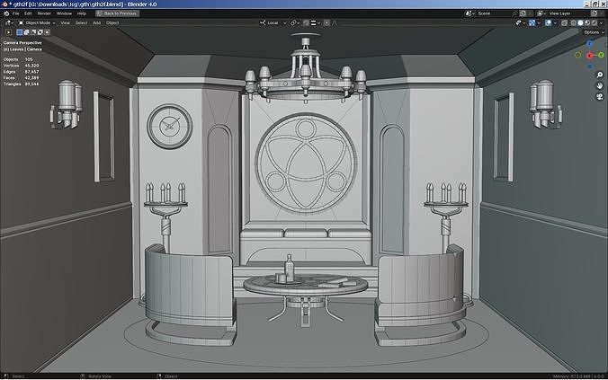 Modern Gothic Room 3D model 7