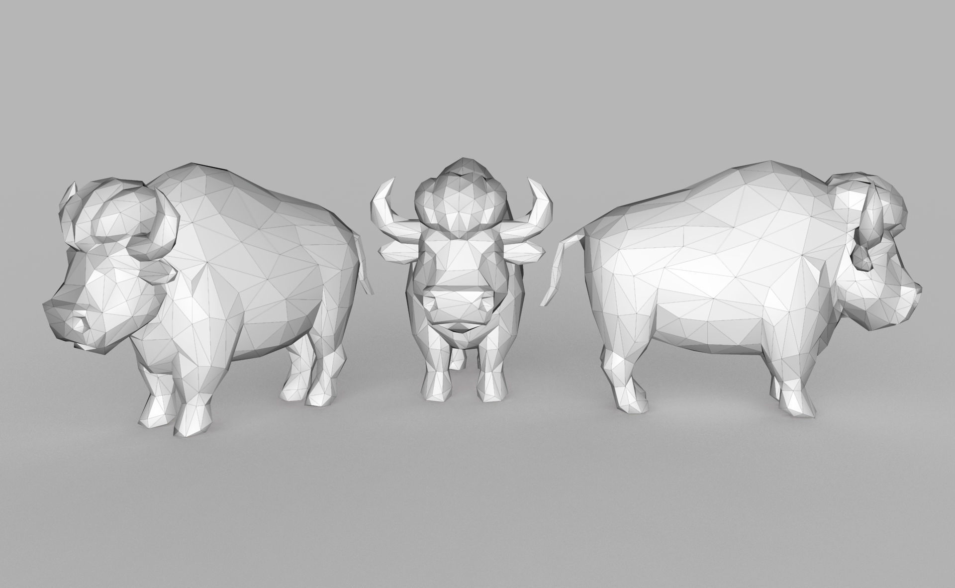 Bull Low Poly Low-poly 3D model_7